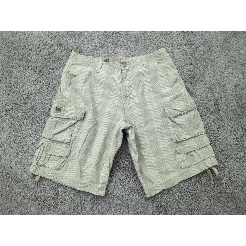 Vintage Lee Dungarees Cargo Shorts Mens 32 Beige Multi Pockets Made in Hong Kong
